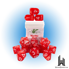 SET OF 15 DICE: MARBLE RED